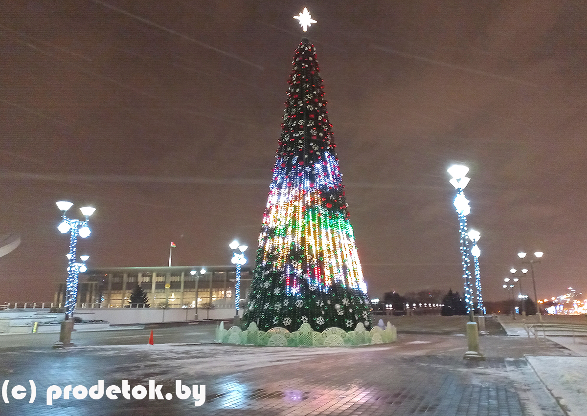 Красивые и необычные елки к Новому 2022 году в Минске. Елка на площади Государственного флага